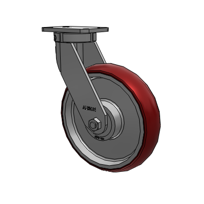 410 Series Top Plate Swivel Caster with 12 x 3 Maroon Tread on Aluminum Core AX - Round Polyurethane (Aluminum Core) wheel