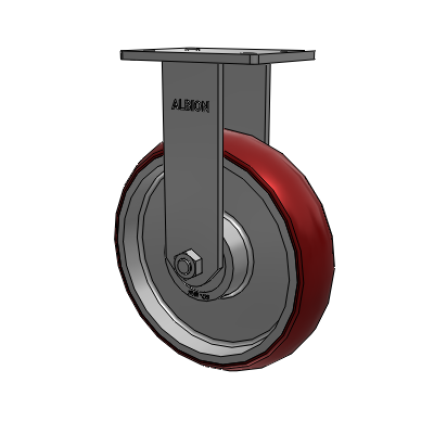 410 Series Top Plate Rigid Caster with 12 x 3 Maroon Tread on Aluminum Core AX - Round Polyurethane (Aluminum Core) wheel