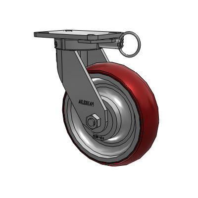 410 Series Top Plate Swivel Caster with 10 x 3 Maroon Tread on Aluminum Core AX - Round Polyurethane (Aluminum Core) wheel
