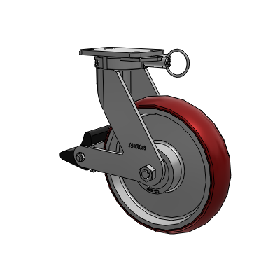 410 Series Top Plate Swivel Caster with 12 x 3 Maroon Tread on Aluminum Core AX - Round Polyurethane (Aluminum Core) wheel and Poly Lock Brake (PLB)