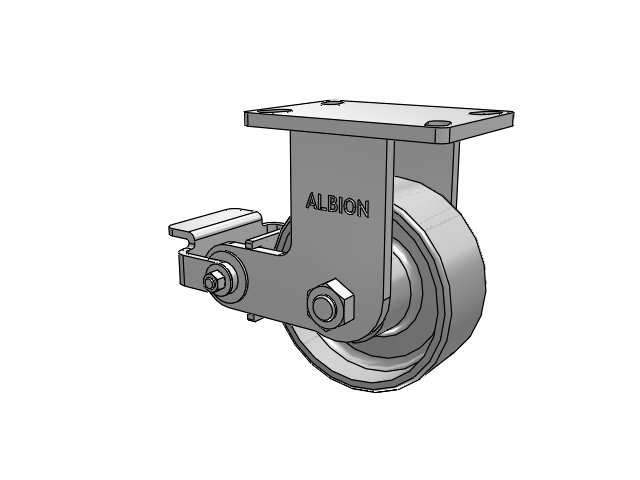 410 Series Top Plate Rigid Caster with 6 x 2.5 Clear Coat Enamel FS - Drop-Forged Steel wheel and Poly Cam Brake (P)