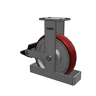 410 Series Top Plate Rigid Caster with 12 x 3 Maroon Tread on Aluminum Core AX - Round Polyurethane (Aluminum Core) wheel and Poly Lock Brake (PLB)