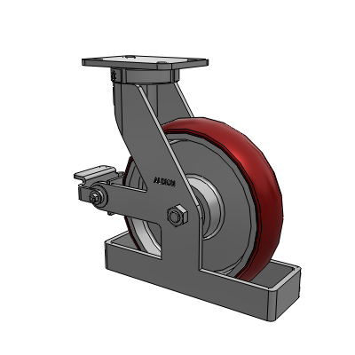 410 Series Top Plate Swivel Caster with 12 x 3 Maroon Tread on Aluminum Core AX - Round Polyurethane (Aluminum Core) wheel and Poly Cam Brake (P)