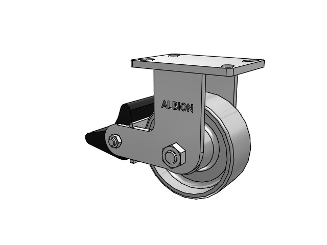 410 Series Top Plate Rigid Caster with 6 x 2.5 Clear Coat Enamel FS - Drop-Forged Steel wheel and Poly Lock Brake (PLB)