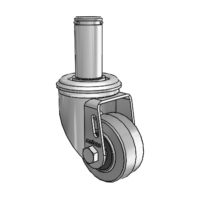 2 Series Grip Ring Stem Zinc Swivel Caster Caster with 2.5 x 1.25 Grey on Black Performa Rubber (Flat/Conductive) Wheel