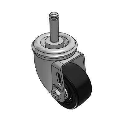 2 Series Casters Grip Ring Stem Caster with 2.5 x 1.25 Polyolefin Wheel