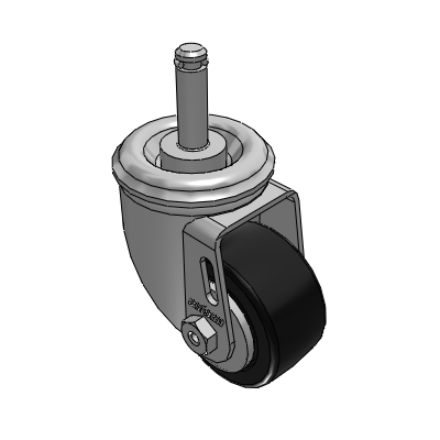 2 Series Casters Grip Ring Stem Caster with 2.5 x 1.25 Polyolefin Wheel
