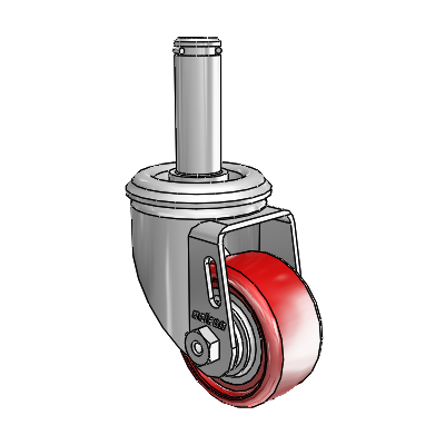 2 Series Grip Ring Stem Zinc Swivel Caster Caster with 2.5 x 1.25 Maroon on Grey Polyurethane HI-TECH Wheel
