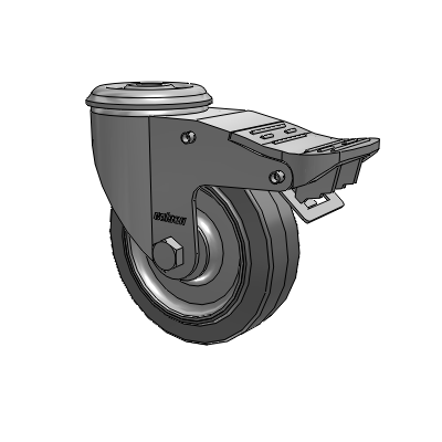2 Series Modular Stem Zinc Plated Swivel Caster with 4 x 1.25 Performa Flat wheel and Intergrated TTL