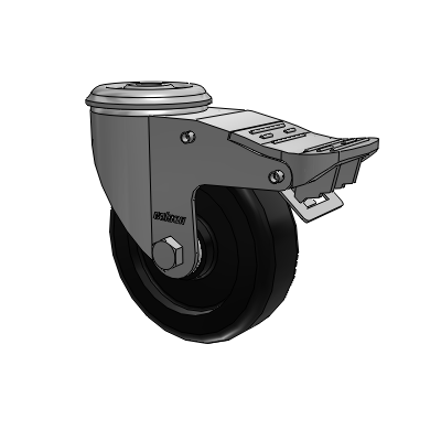 2 Series Modular Stem Zinc Plated Swivel Caster with 4 x 1.25 Polyolefin wheel and Intergrated TTL