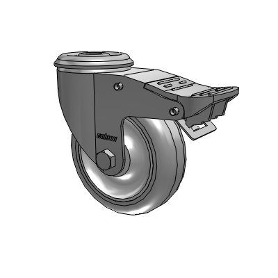 2 Series Modular Stem Zinc Plated Swivel Caster with 4 x 1.25 Polyurethane HI-TECH Grey wheel and Intergrated TTL