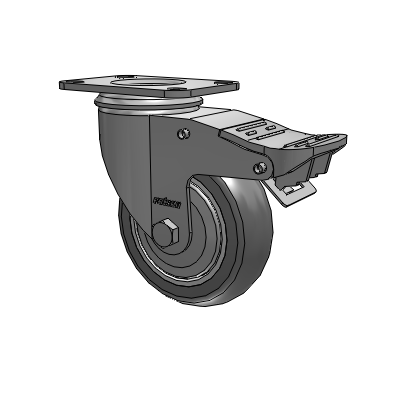 2 Series Top Plate Swivel Zinc Plated Swivel Caster with 4 x 1.25 Precision Polyurethane HI-TECH Grey wheel and Intergrated TTL