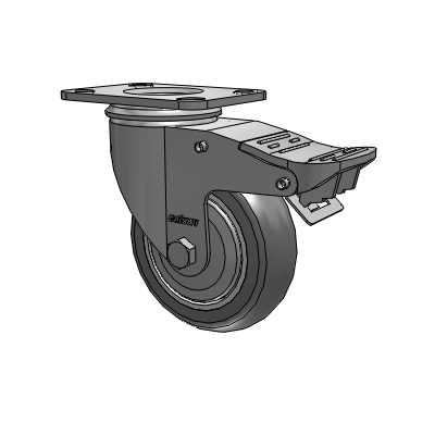 2 Series Top Plate Swivel Zinc Plated Swivel Caster with 4 x 1.25 Precision Polyurethane HI-TECH Grey wheel and Intergrated TTL