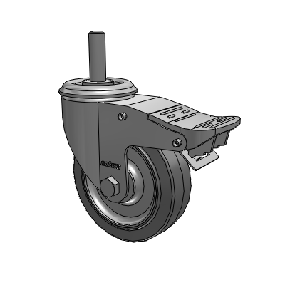 2 Series Threaded Stem Zinc Plated Swivel Caster with 4 x 1.25 Performa Flat wheel and Intergrated TTL