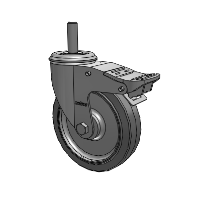 2 Series Threaded Stem Zinc Plated Swivel Caster with 5 x 1.25 Performa Flat wheel and Intergrated TTL