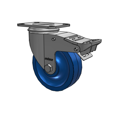 2 Series Top Plate Swivel Zinc Plated Swivel Caster with 4 x 1.25 K Solid Polyurethane wheel and Intergrated TTL