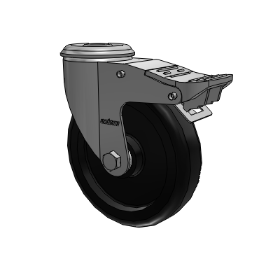 2 Series Modular Stem Zinc Plated Swivel Caster with 5 x 1.25 Polyolefin wheel and Intergrated TTL