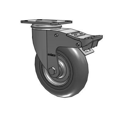 2 Series Top Plate Swivel Zinc Plated Swivel Caster with 5 x 1.3125 Performa Round wheel and Intergrated TTL