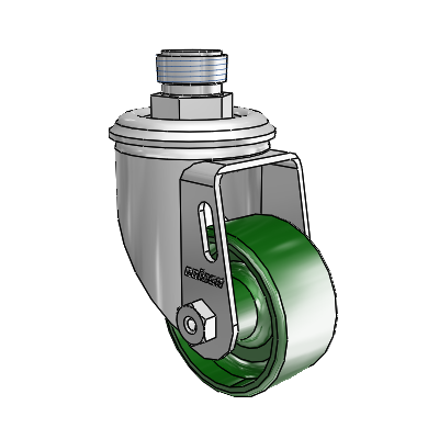 2 Series Pipe Thread Stem Zinc Swivel Caster Caster with 2.5 x 1.25 Green Cast Iron Wheel