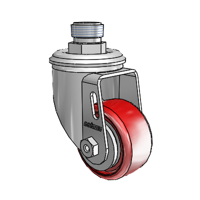 2 Series Pipe Thread Stem Zinc Swivel Caster Caster with 2.5 x 1.25 Maroon on Grey Polyurethane HI-TECH Wheel