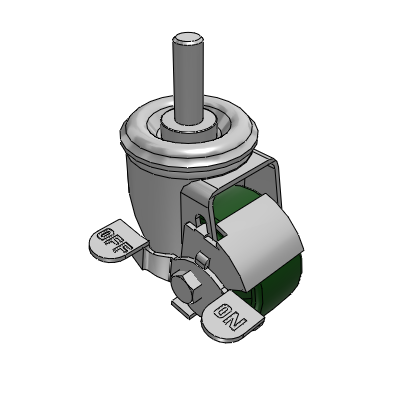 2 Series Casters Threaded Stem Caster with 2.5 x 1.25 Cast Iron Wheel and Top Lock Brake