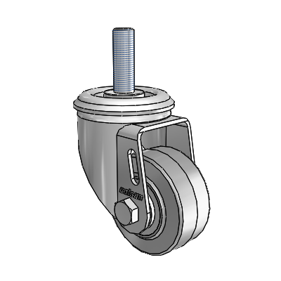 2 Series Threaded Stem Zinc Swivel Caster Caster with 2.5 x 1.25 Grey on Grey Performa Rubber (Flat) Wheel