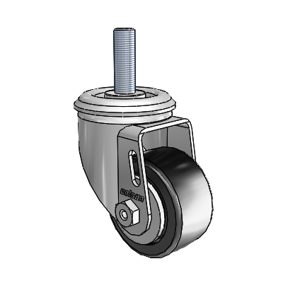 2 Series Threaded Stem Zinc Swivel Caster Caster with 2.5 x 1.25 Black Polyolefin Wheel