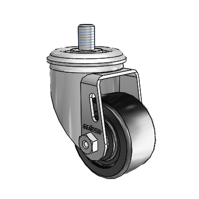 2 Series Threaded Stem Zinc Swivel Caster Caster with 2.5 x 1.25 Black Polyolefin Wheel