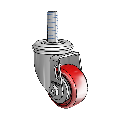 2 Series Threaded Stem Zinc Swivel Caster Caster with 2.5 x 1.25 Maroon on Grey Polyurethane HI-TECH Wheel