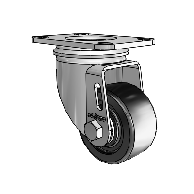 2 Series Casters Top Plate Swivel Zinc Swivel Caster with 2.5 x 1.25 Black Polyolefin Wheel
