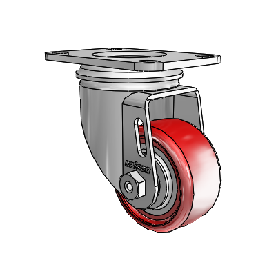 2 Series Casters Top Plate Swivel Zinc Swivel Caster with 2.5 x 1.25 Maroon on Grey Polyurethane HI-TECH Wheel