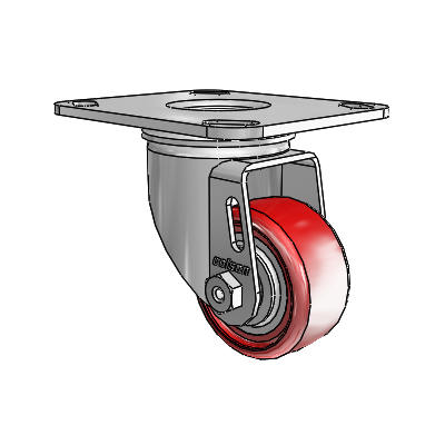 2 Series Casters Top Plate Swivel Zinc Swivel Caster with 2.5 x 1.25 Maroon on Grey Polyurethane HI-TECH Wheel