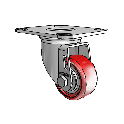 2 Series Casters Top Plate Swivel Zinc Swivel Caster with 2.5 x 1.25 Maroon on Grey Polyurethane HI-TECH Wheel