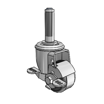 2 Series Expanding Adapter Stem Zinc Swivel Caster with 2.5 x 1.4375 Black Phenolic Wheel and Top Lock Brake
