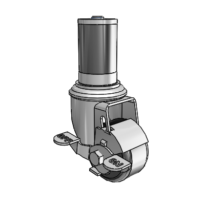 2 Series Expanding Adapter Stem Zinc Swivel Caster with 2.5 x 1.4375 Black Phenolic Wheel and Top Lock Brake