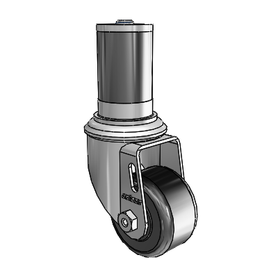 2 Series Expanding Adapter Stem Zinc Swivel Caster with 2.5 x 1.4375 Black Phenolic Wheel