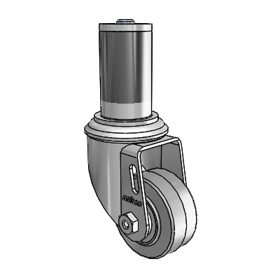 2 Series Expanding Adapter Stem Zinc Swivel Caster with 2.5 x 1.25 Grey on Grey Performa Rubber (Flat) Wheel