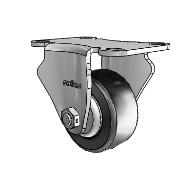 2 Series LoPro Casters Top Plate Rigid Zinc with 2.5 x 1.125 Black Hard Rubber Wheel