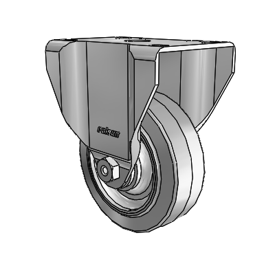 2 Series Casters Top Plate Rigid Zinc with 3.5 x 1.25 Grey on Grey Performa Rubber (Flat) Wheel