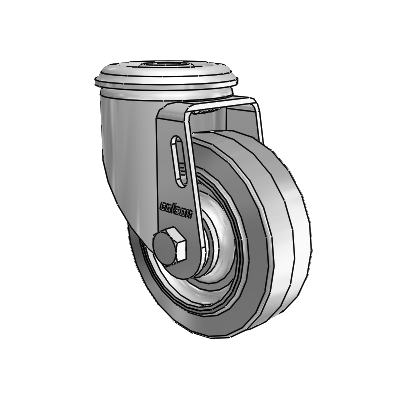 2 Series Modular Stem Zinc Swivel Caster with 3.5 x 1.25 Grey on Grey Performa Rubber (Flat) Wheel