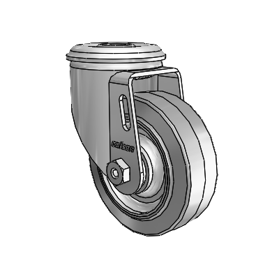 2 Series Modular Stem Zinc Swivel Caster with 3.5 x 1.25 Grey on Grey Performa Rubber (Flat) Wheel