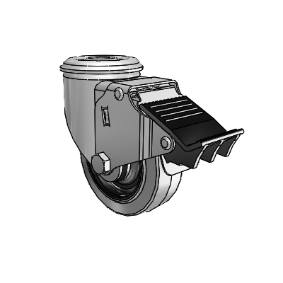 2 Series Modular Stem Zinc Swivel Caster with 3.5 x 1.25 Grey on Black Performa Rubber (Flat/Conductive) Wheel and Total Lock Brake