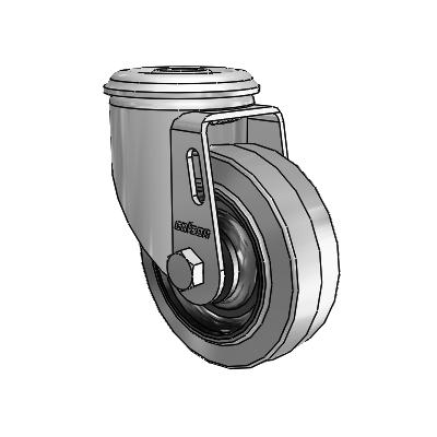 2 Series Modular Stem Zinc Swivel Caster with 3.5 x 1.25 Grey on Black Performa Rubber (Flat/Conductive) Wheel
