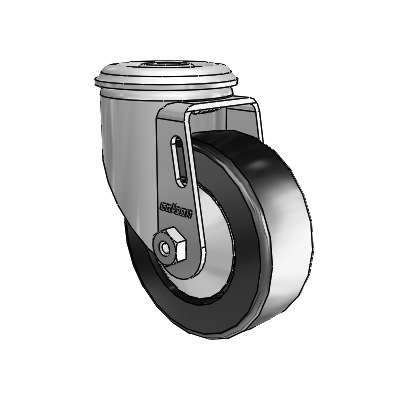 2 Series Modular Stem Zinc Swivel Caster with 3.5 x 1.25 Black Polyolefin Wheel