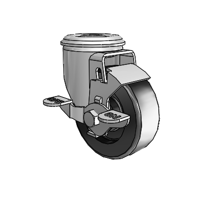 2 Series Modular Stem Zinc Swivel Caster with 3.5 x 1.25 Black Polyolefin Wheel and Top Lock Brake