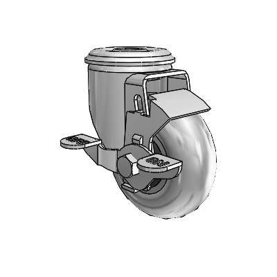 2 Series Modular Stem Zinc Swivel Caster with 3.5 x 1.3125 Grey on Black Performa Rubber (Round/Conductive) Wheel and Top Lock Brake