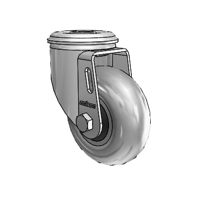 2 Series Modular Stem Zinc Swivel Caster with 3.5 x 1.3125 Grey on Black Performa Rubber (Round/Conductive) Wheel
