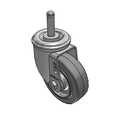 2 Series Casters Grip Ring Stem Caster with 3.5 x 1.25 Performa Rubber (Flat) Wheel