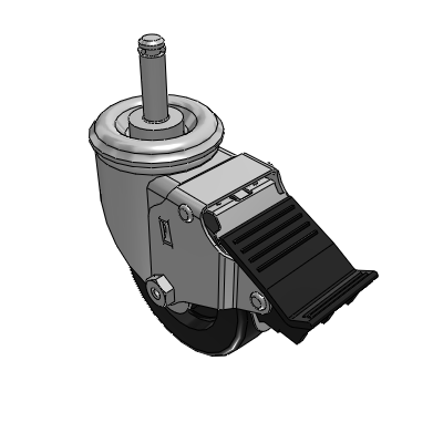 Roulettes de la série 2 : roulette à tige avec bague de serrage, équipée d'une roue en polyoléfine de 3,5 x 1,25 et d'un frein « Total Lock »