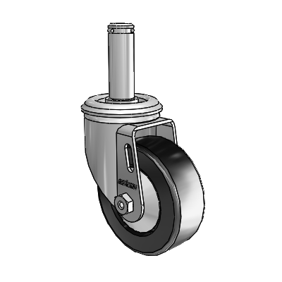 2 Series Grip Ring Stem Zinc Swivel Caster with 3.5 x 1.25 Black Polyolefin Wheel